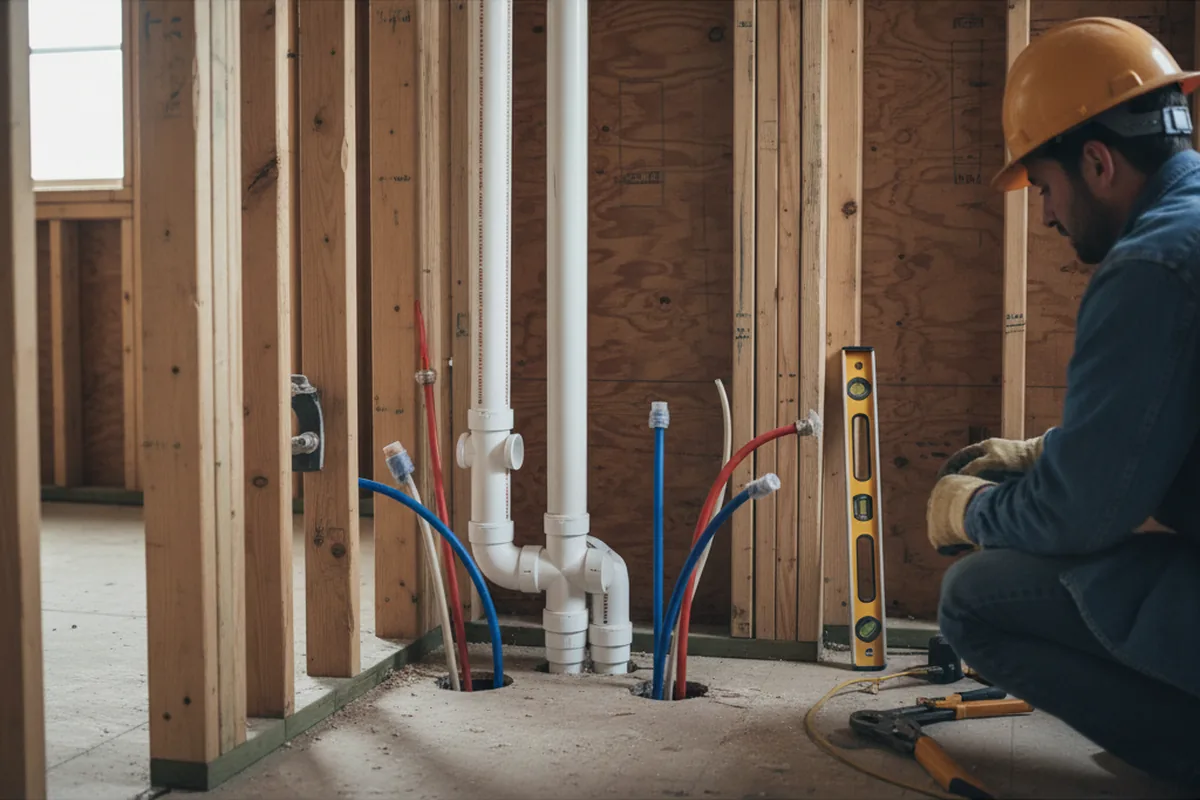 Drain and supply rough-in during Sump Pump Repair in Allenspark