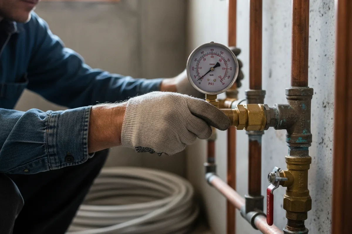 Pressure testing a repaired line during Water Line Repair in Allenspark